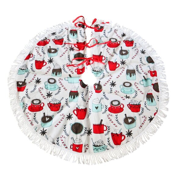 Hot Cocoa Christmas Christmas Tree Skirt  Xmas Tree Holiday Decorations - Picture 1 of 4